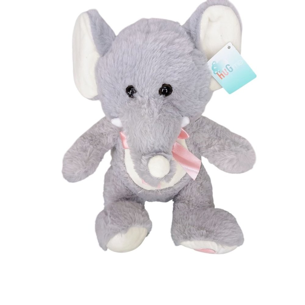 Walgreens Gray Elephant Plush Stuffed Animal Pink Bow Heart On Foot 11"
